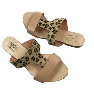 NUDE Footwear Sandals Size 37 US 6 Calf Hair Slip On T Strap Flats Open Toe